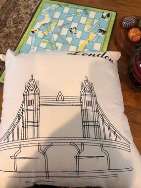 London Bridge White Decorative Accent Pillow